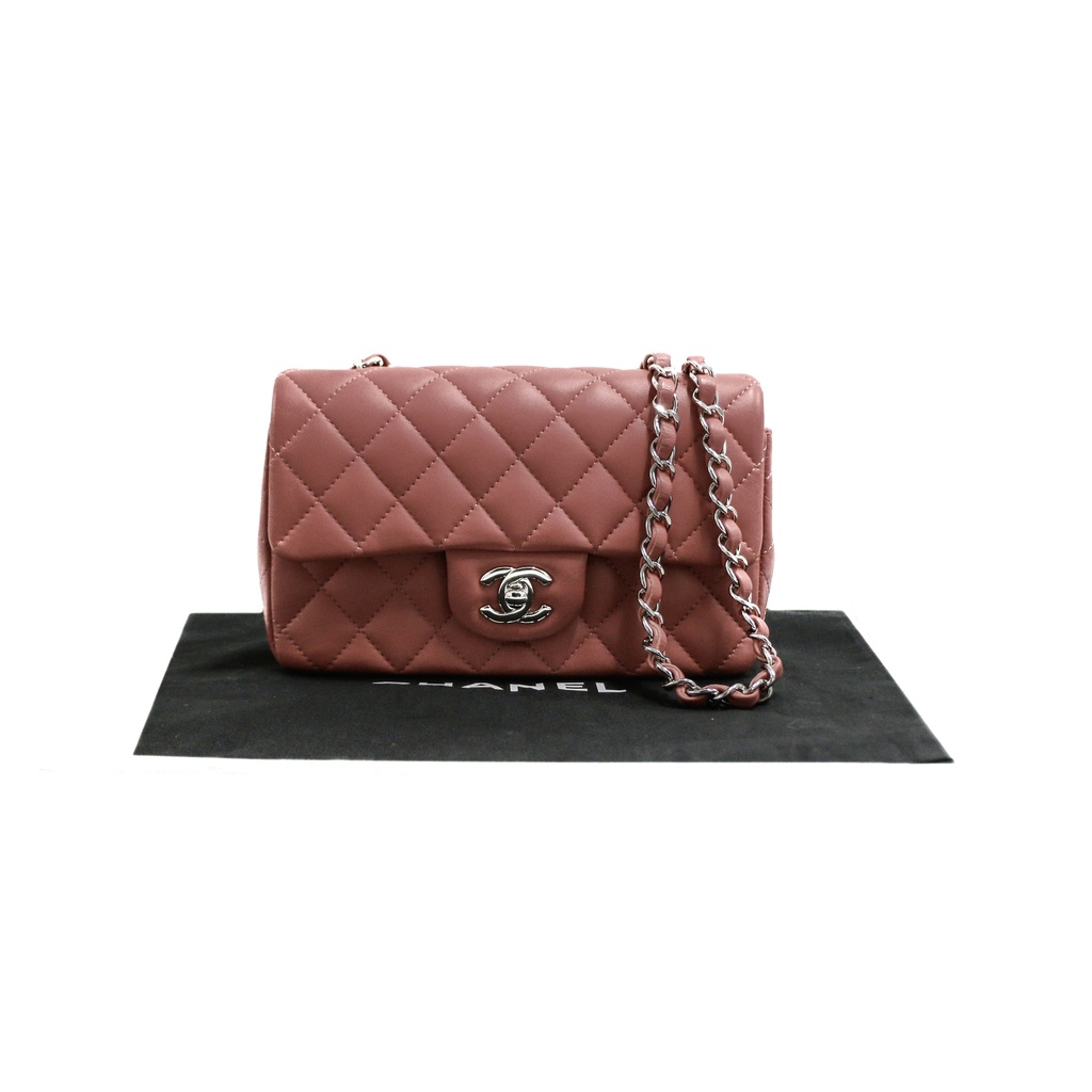 Chanel Mini Pink Lambskin Rectangular Classic Flap
