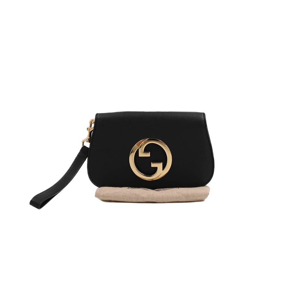 [Gucci-23228] Gucci Blondie Clutch Black Leather 698630