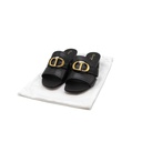 Christian Dior 30 Montaigne Heeled Slide Black Calfskin Size 37 1/2