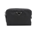 Prada Re-Nylon and Saffiano Leather Pouch Black