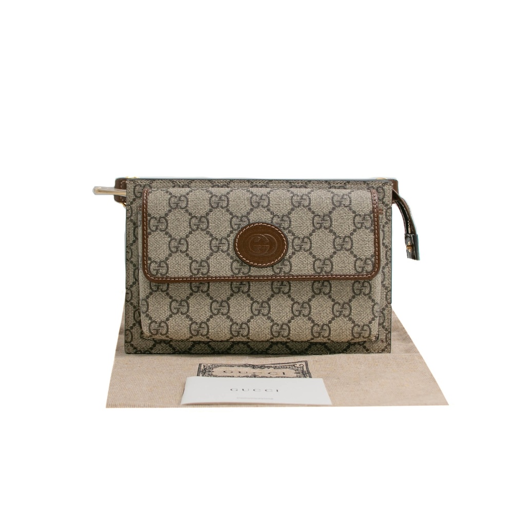 Gucci Belt Sling Leather GG Monogram Brown ‎746300