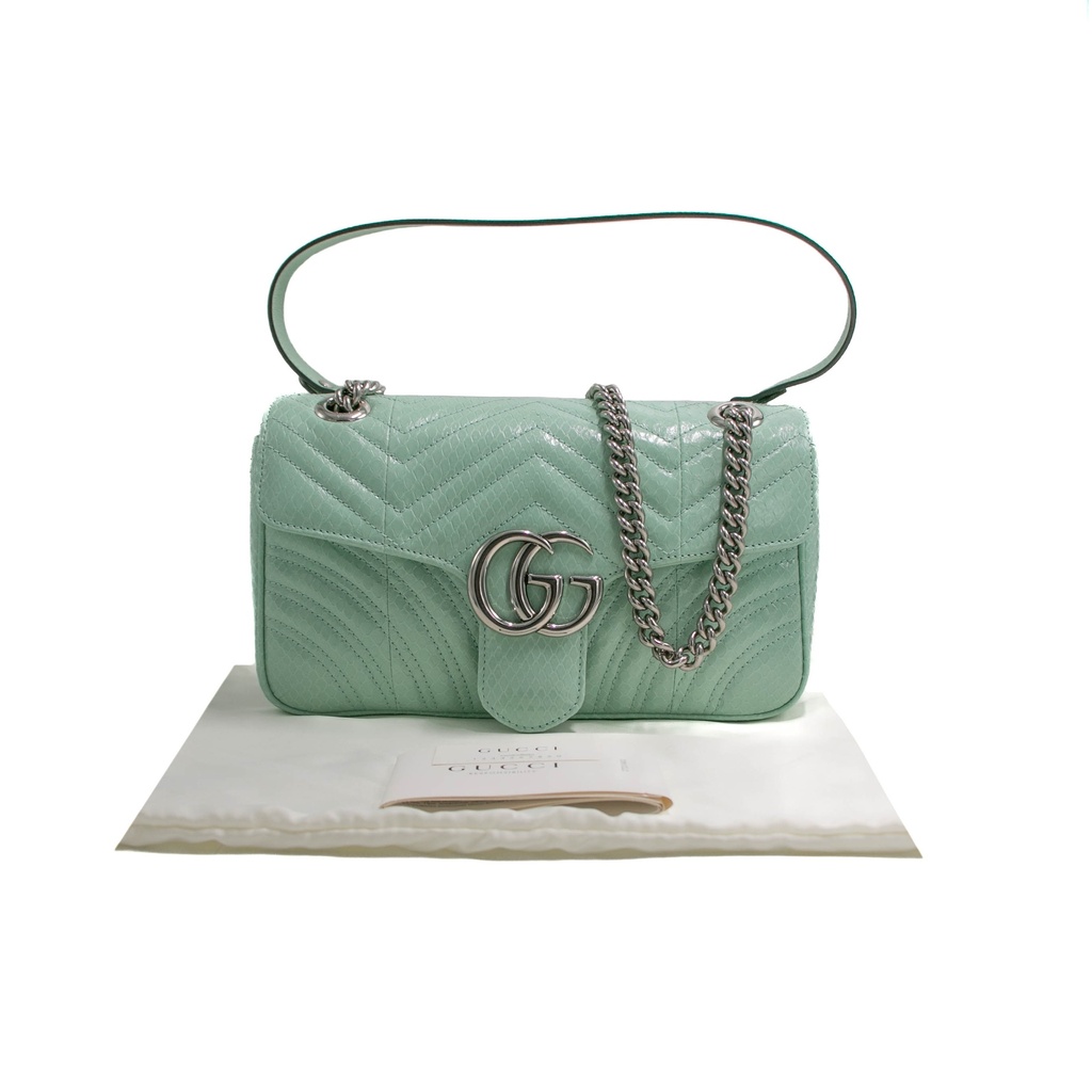 Gucci GG Marmont Small Shoulder Bag Python Light Blue 443497