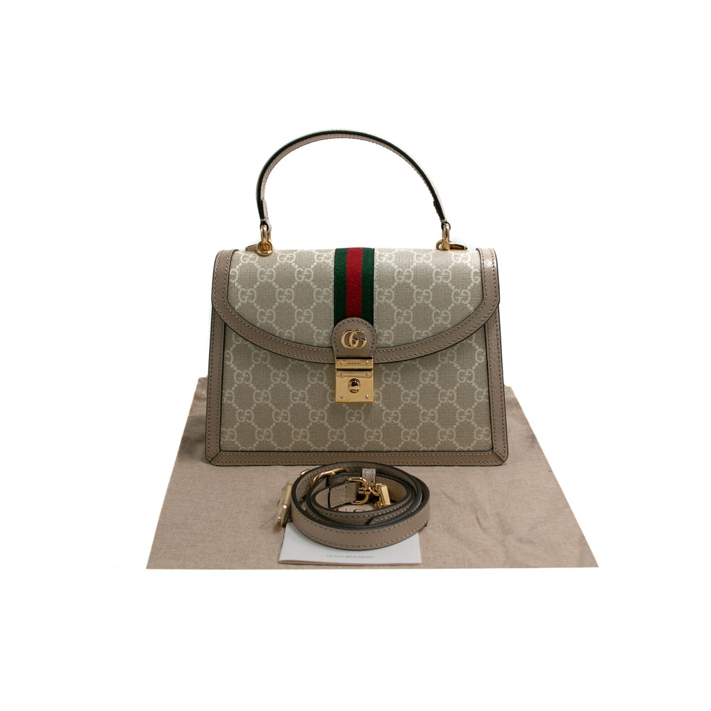 Gucci Ophidia Medium Top Handle Bag Beige 651055