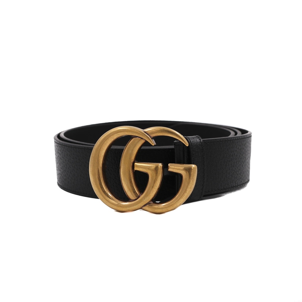 [Gucci-23680] Gucci GG Logo Leather Belt Black 406831 Size 100 40