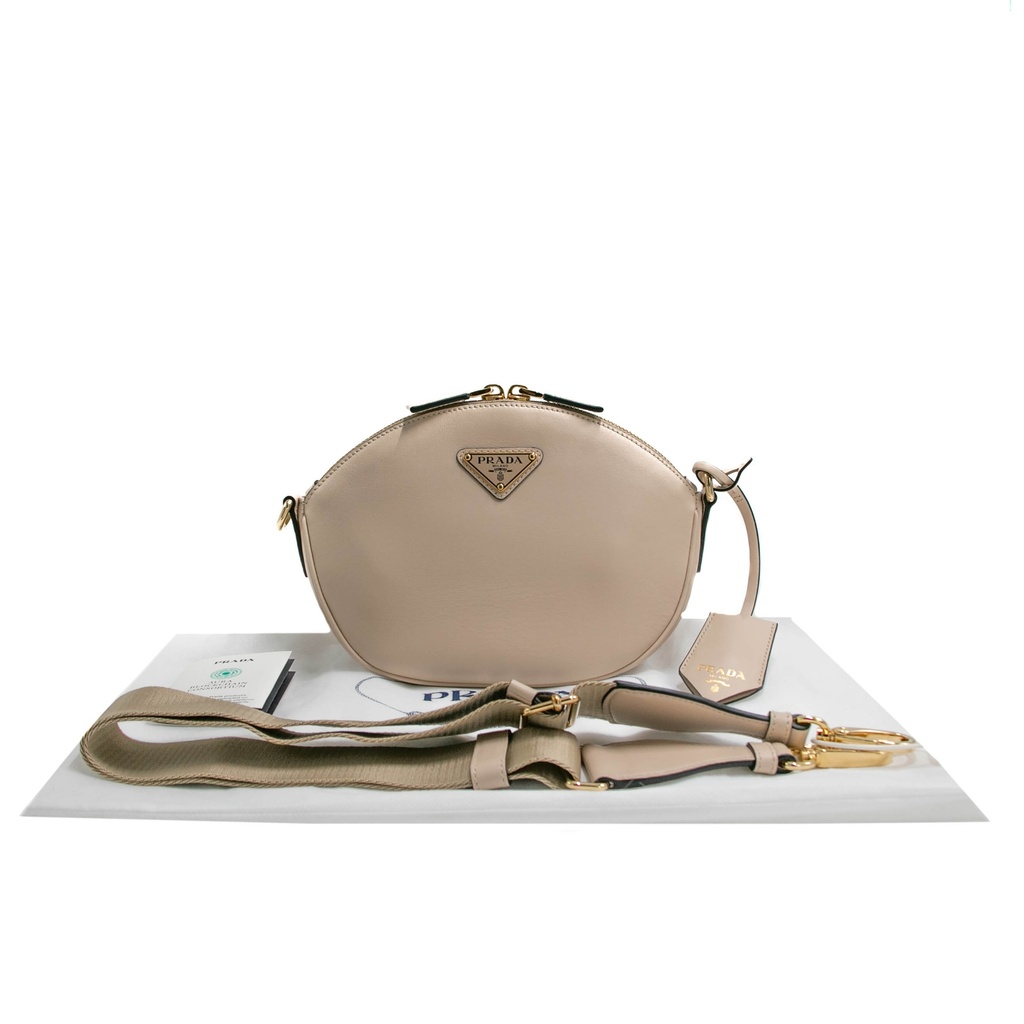 Prada Smooth Leather Mini Shoulder Bag Beige