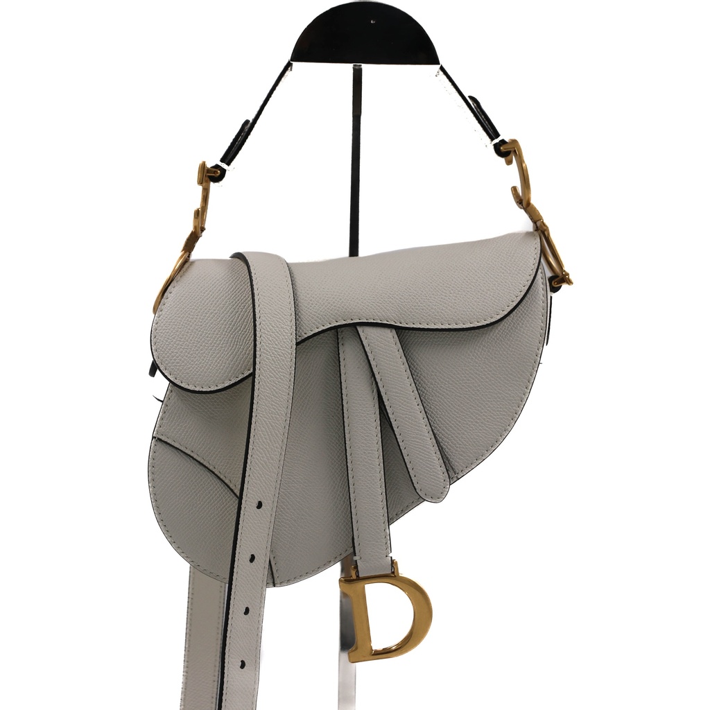 [Christian-Dior-23911] Christian Dior Mini Saddle White With Strap