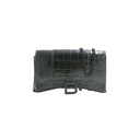 Balenciaga Hourglass Chain Wallet Crocodile Embossed Black