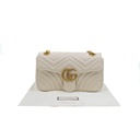 Gucci GG Marmont Small Shoulder Bag Matelassé White 443497