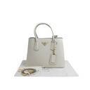 Prada Double Bag Small In Saffiano Leather White