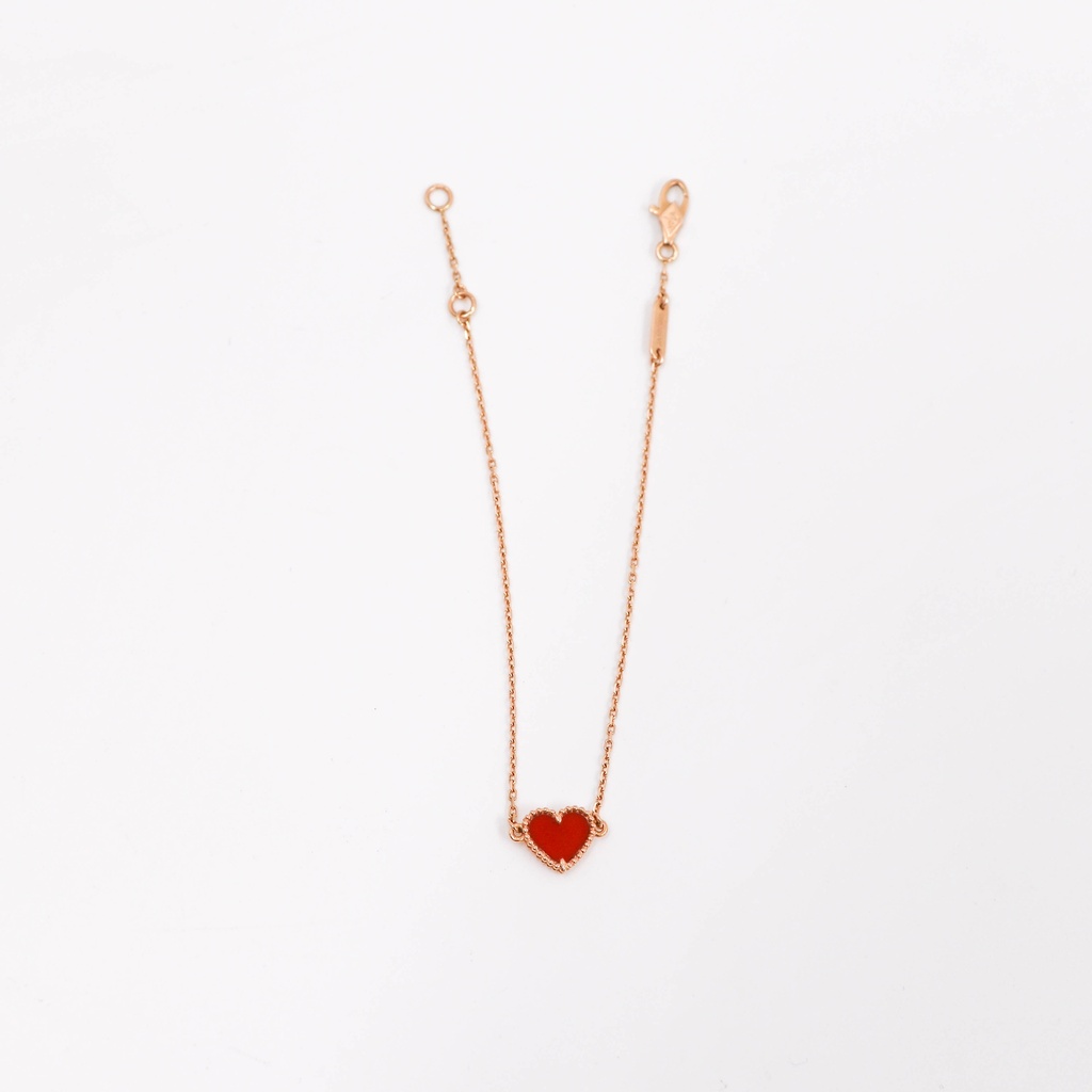 [Van-Cleef-&-Arp-24112] Van Cleef Sweet Alhambra Bracelet Heart Carnelian JA107995