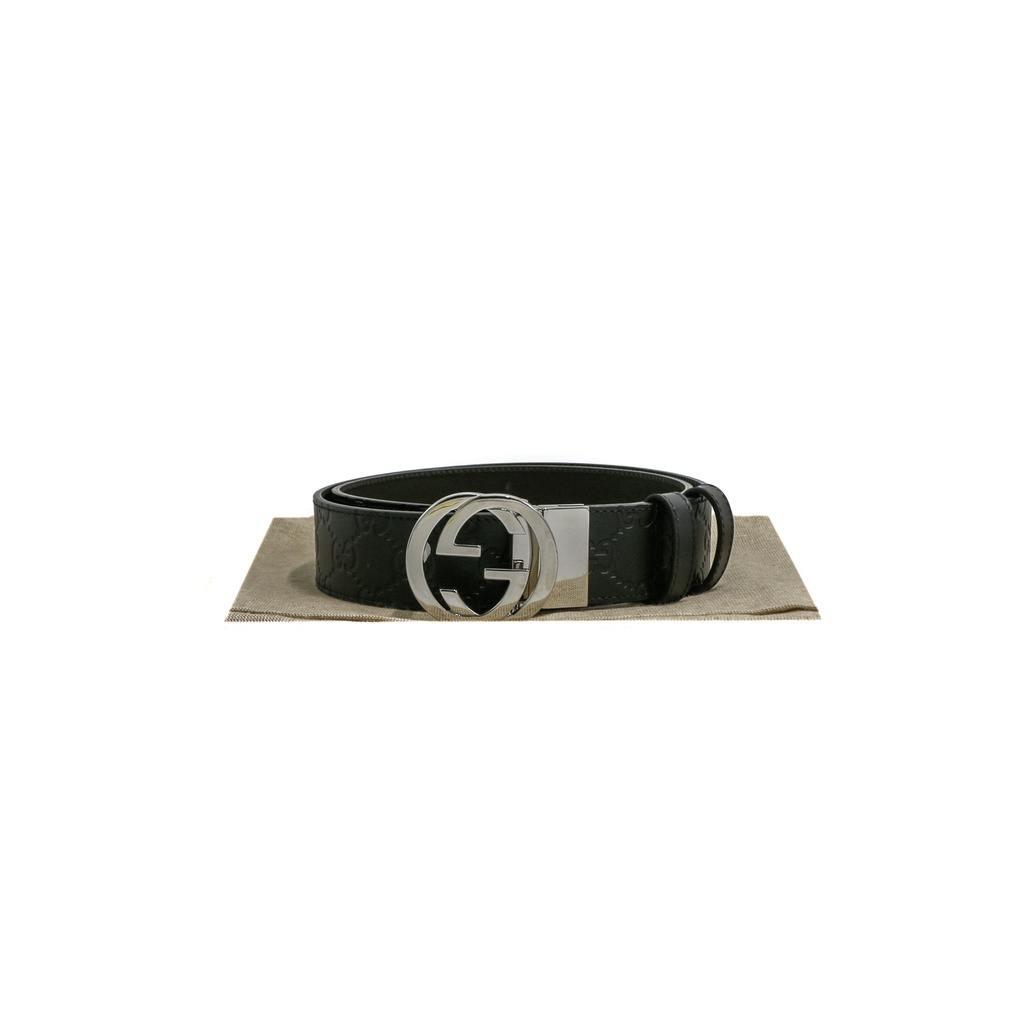 [Gucci-24146] Gucci Reversible Signature Belt Black and Brown 473030 In Size 85 30