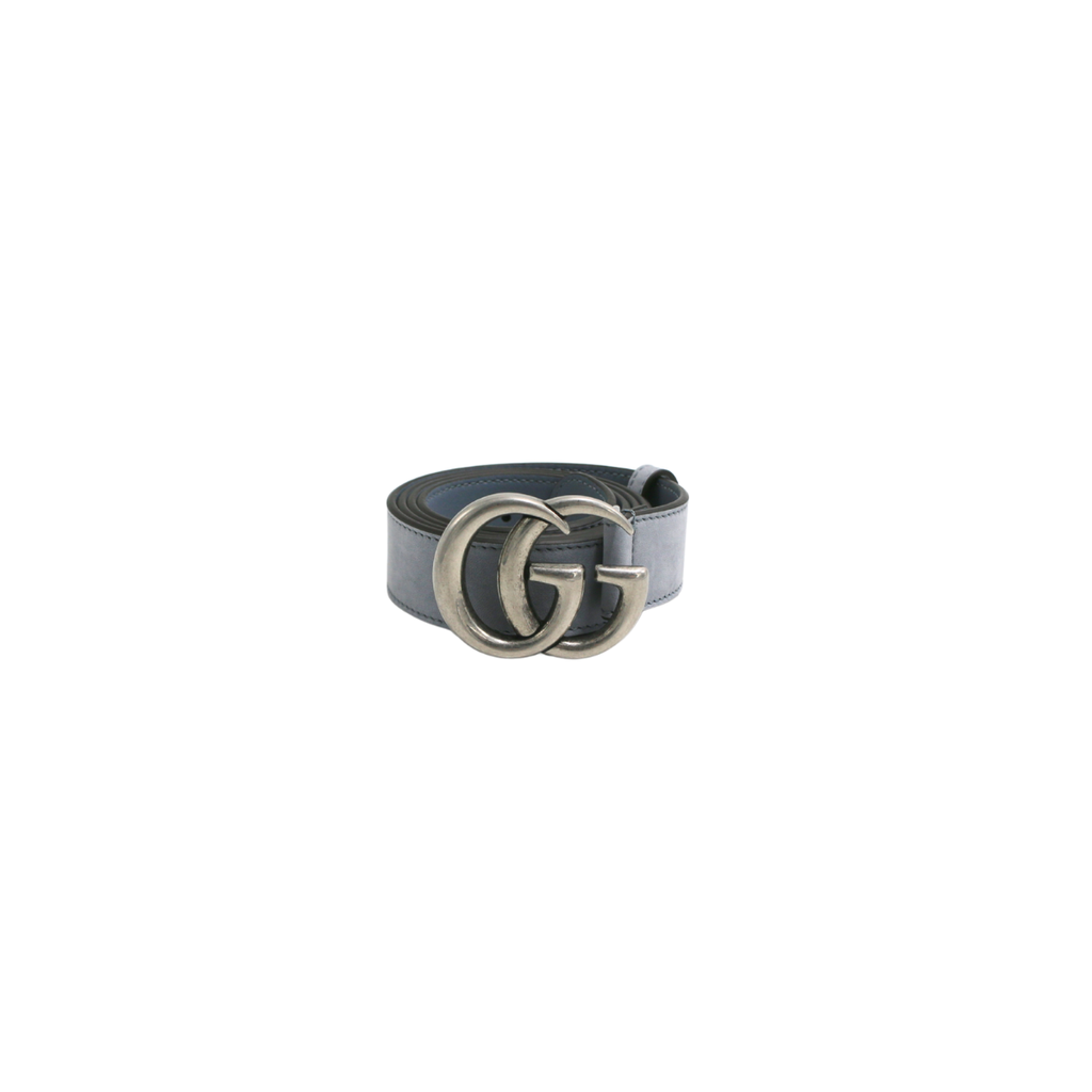 [Gucci-24175] Gucci GG Thin Belt With Silver Buckle 625839 In Size 90 36