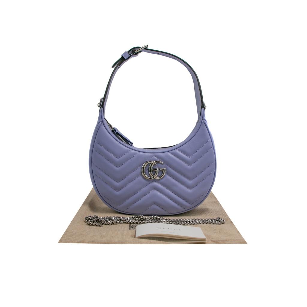[Gucci-24216] Guccci GG Marmont Half Moon Shaped Mini Bag Purple 699514