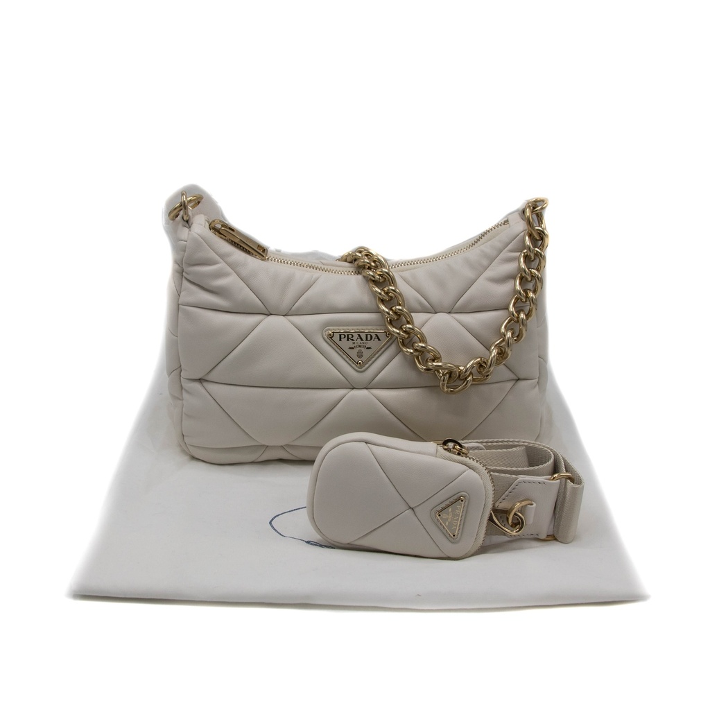 Prada System Nappa Leather Patchwork White Bag