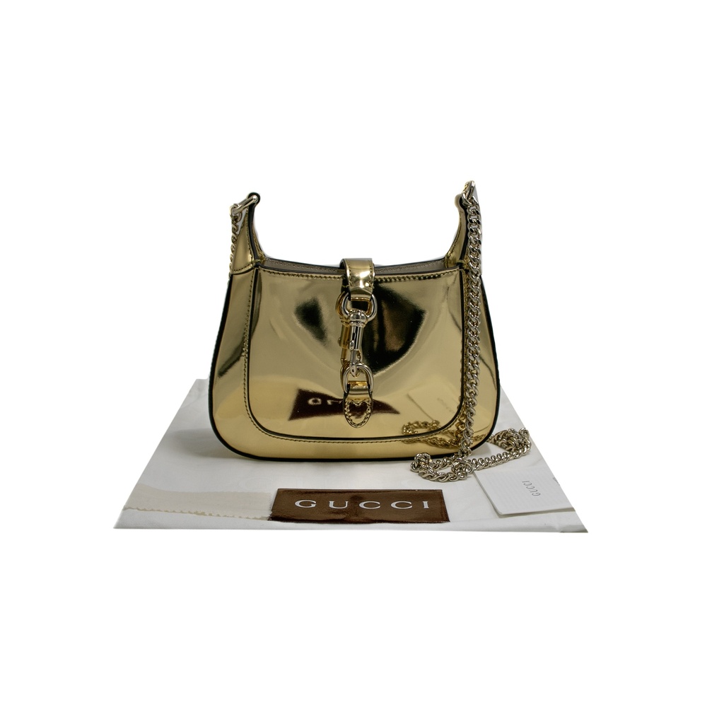 [Gucci-24284] Gucci Mini Jackie Patent Leather Gold 782889