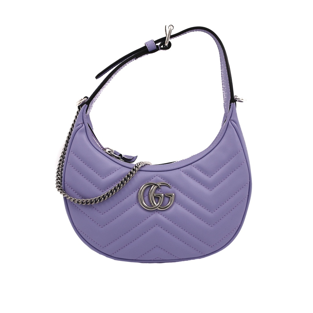 [Gucci-24337] Guccci GG Marmont Half Moon Shaped Mini Bag Purple 699514
