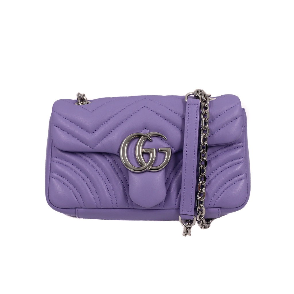 [Gucci-24340] Gucci GG Marmont small shoulder bag in Light Purple Leather 837280
