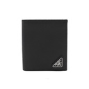 Prada Leather Triangle Tri-Fold Wallet Black
