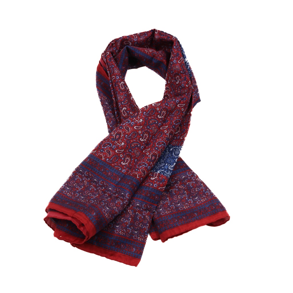 [Gucci-24370] Gucci Pink GG Floral Knitted Scarf Red/Sky Blue Size 90x90 758978