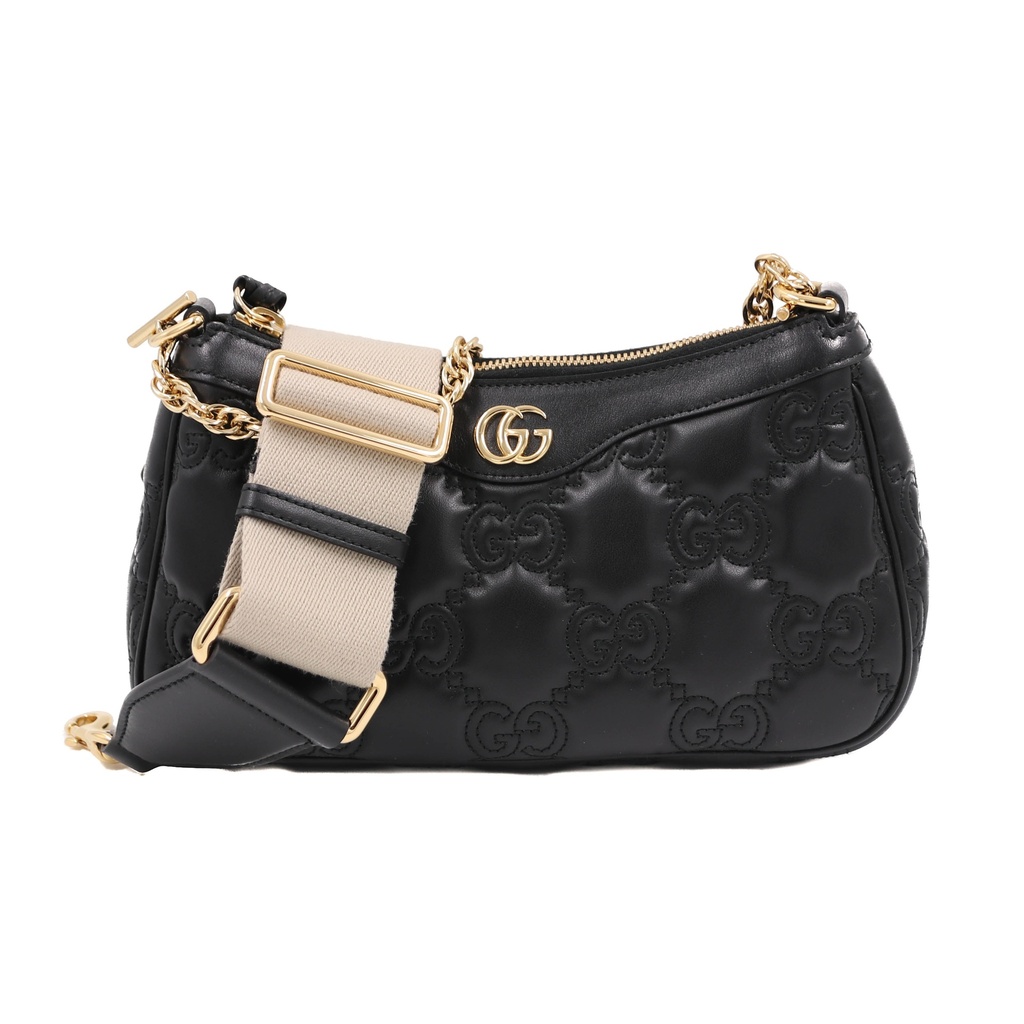 Gucci GG Matelassé Handbag Leather Black 735049
