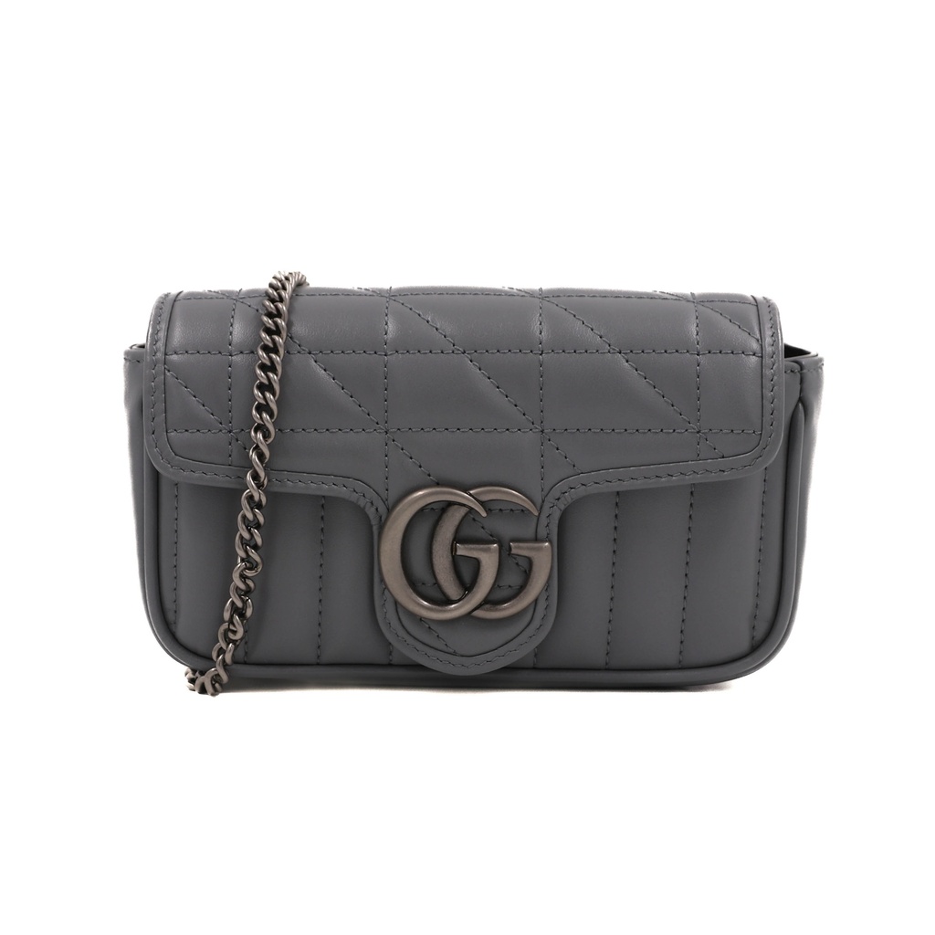 Gucci GG Marmont Matelass Leather Super Mini Bag Gray 476433