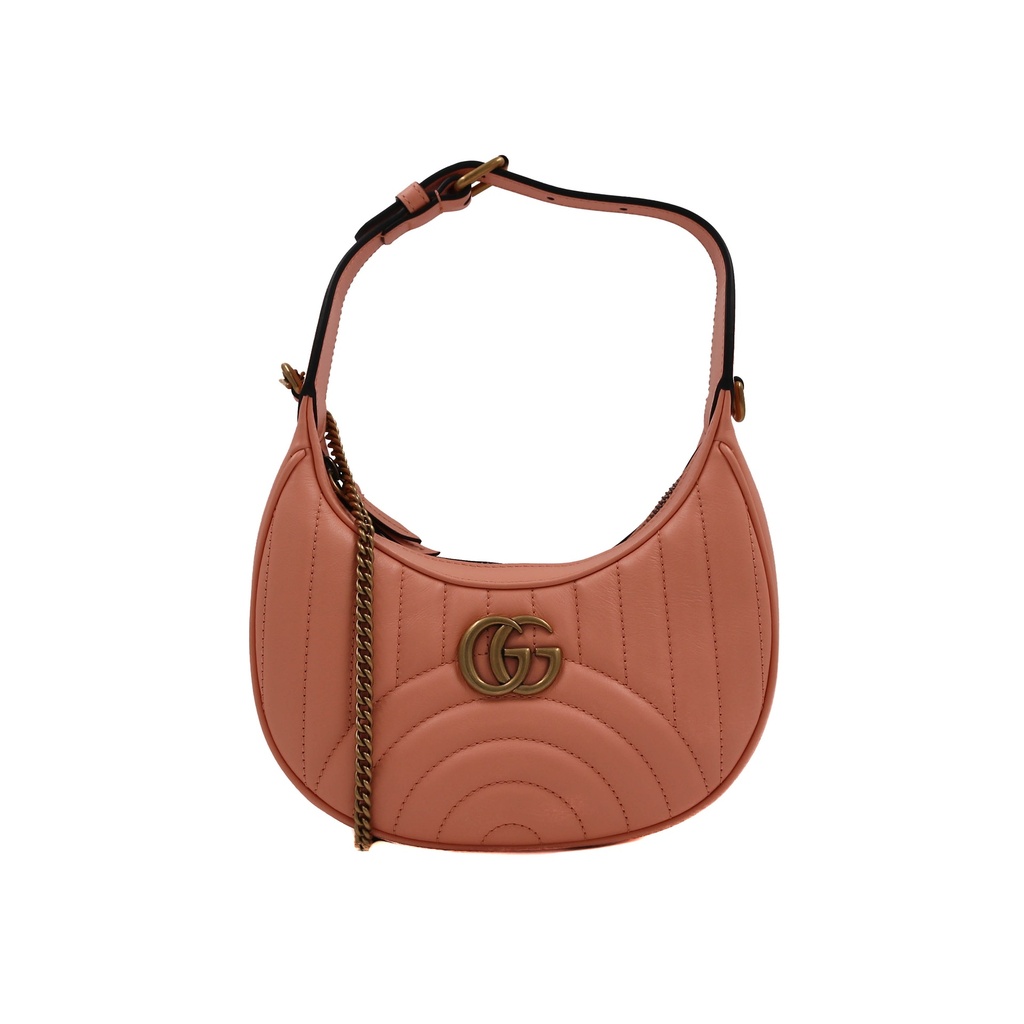 [Gucci-24602] Guccci GG Marmont Half Moon Shaped Mini Bag Pink 699514