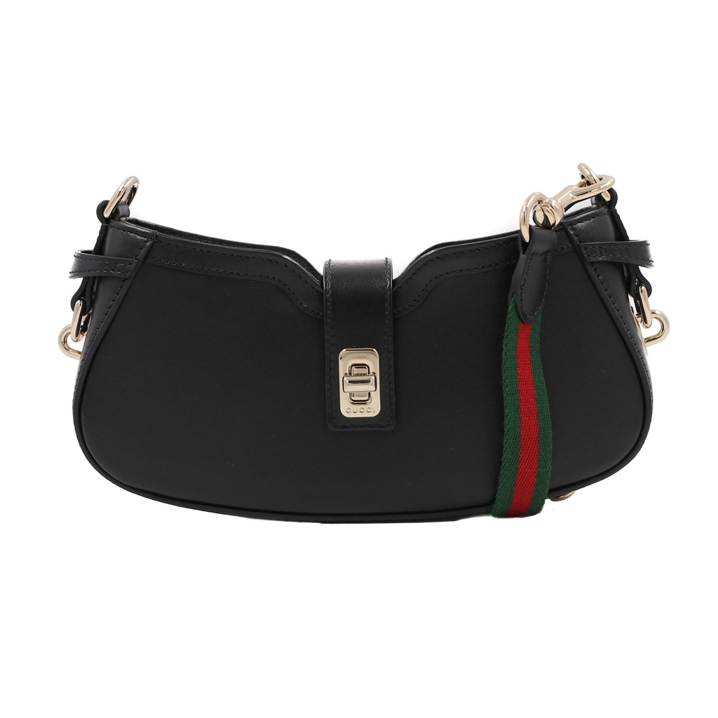 [Gucci-24605] Gucci Moon Side Mini Leather Shoulder Bag Black 786015