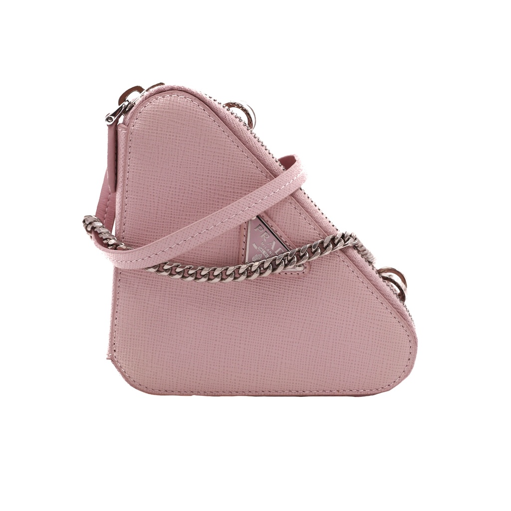 Prada Saffiano leather mini pouch bag in pink