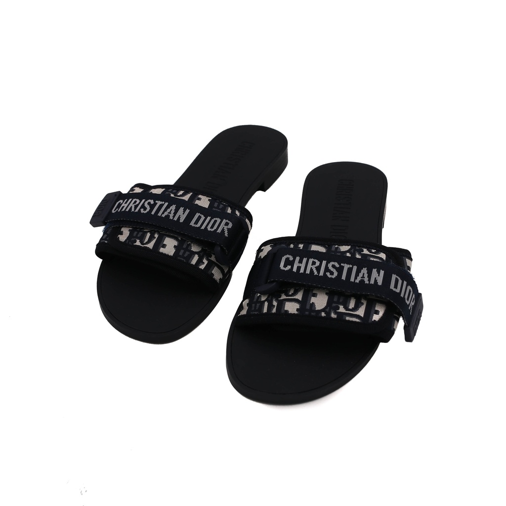 Christian Dior Technical Stretch Fabric Camouflage Slide Blue Size 38