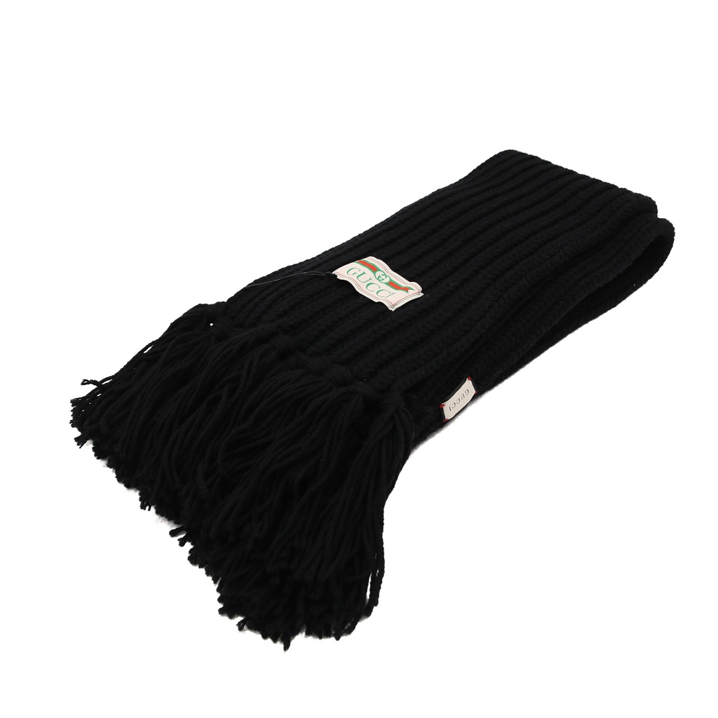 [Gucci-24629] Gucci GG Black Long Bigne Scarf 601007