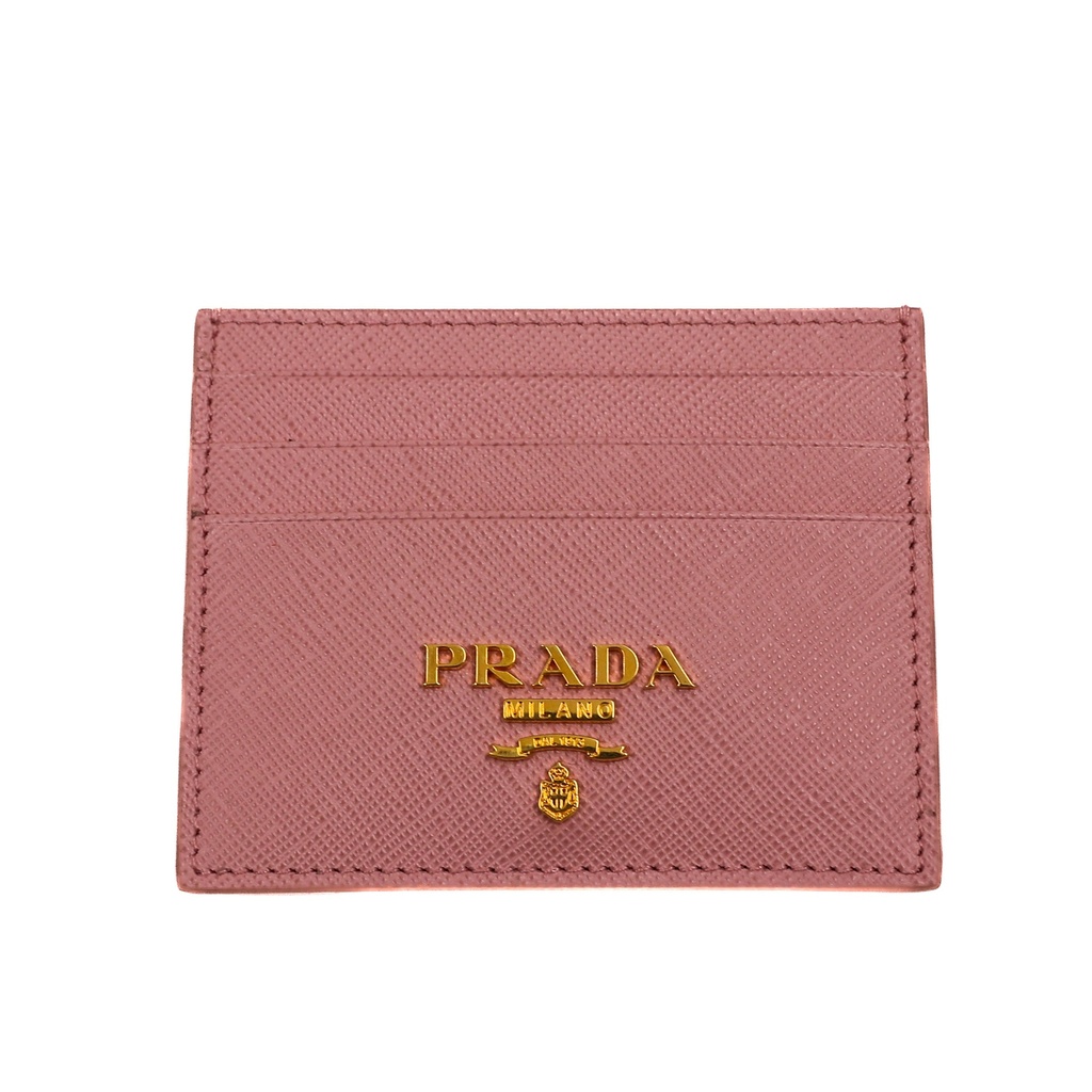 [Prada-24652] Prada Saffiano Leather Card Holder Pink 