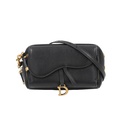 Christian Dior Black Goatskin Double Saddle Pouch Crossbody Bag