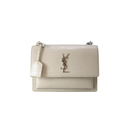 Saint Laurent Sunset Medium Bag White Crocodile-Embossed Leather