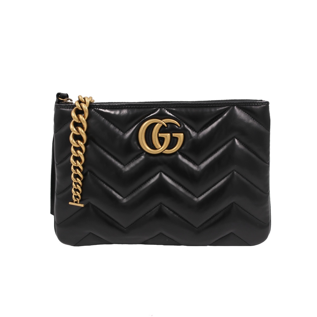 [Gucci-24868] Gucci GG Marmont Clutch Bag Black 777255
