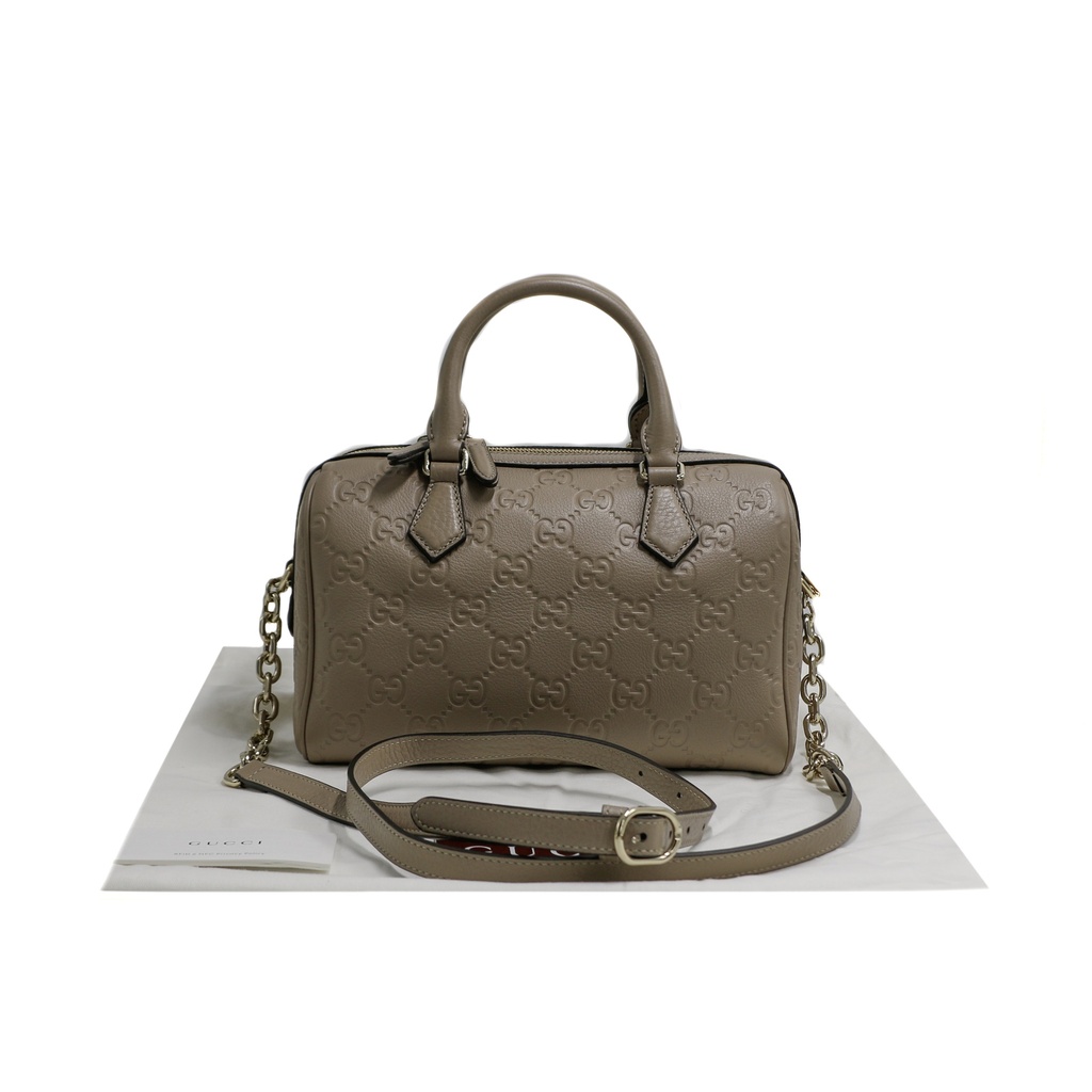 Gucci GG Beige Emblem Medium Boston Bag 815255