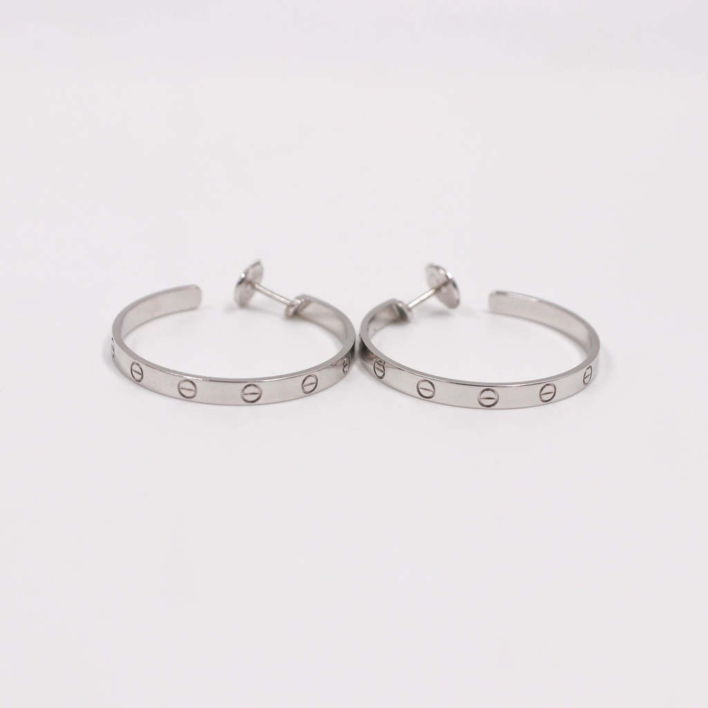 [Cartier-24969] Cartier Love Hoops Earrings 750WG VM9913