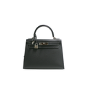 Hermes Kelly Sellier 28 Jet Black White Stitching Y2019
