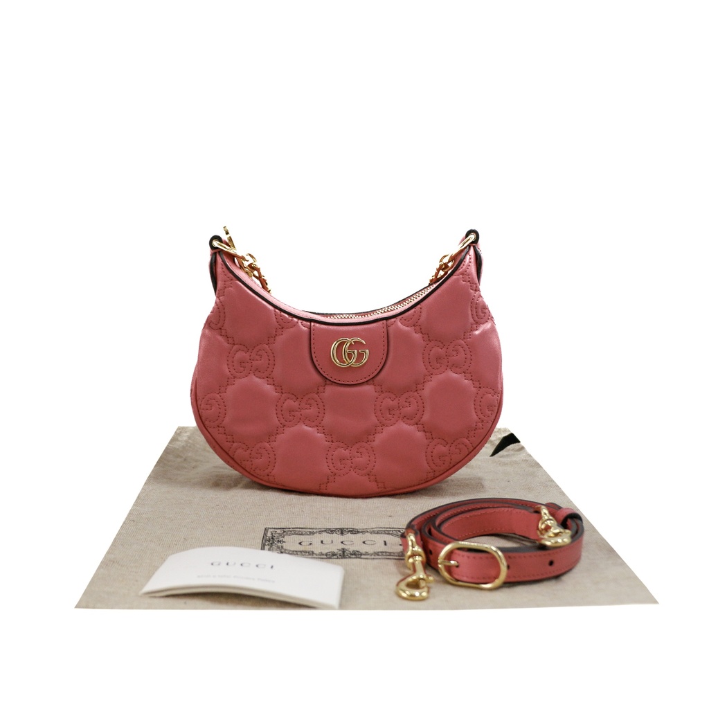 [Gucci-25047] Gucci GG Matelassé Mini Bag In Pink Leather 739736