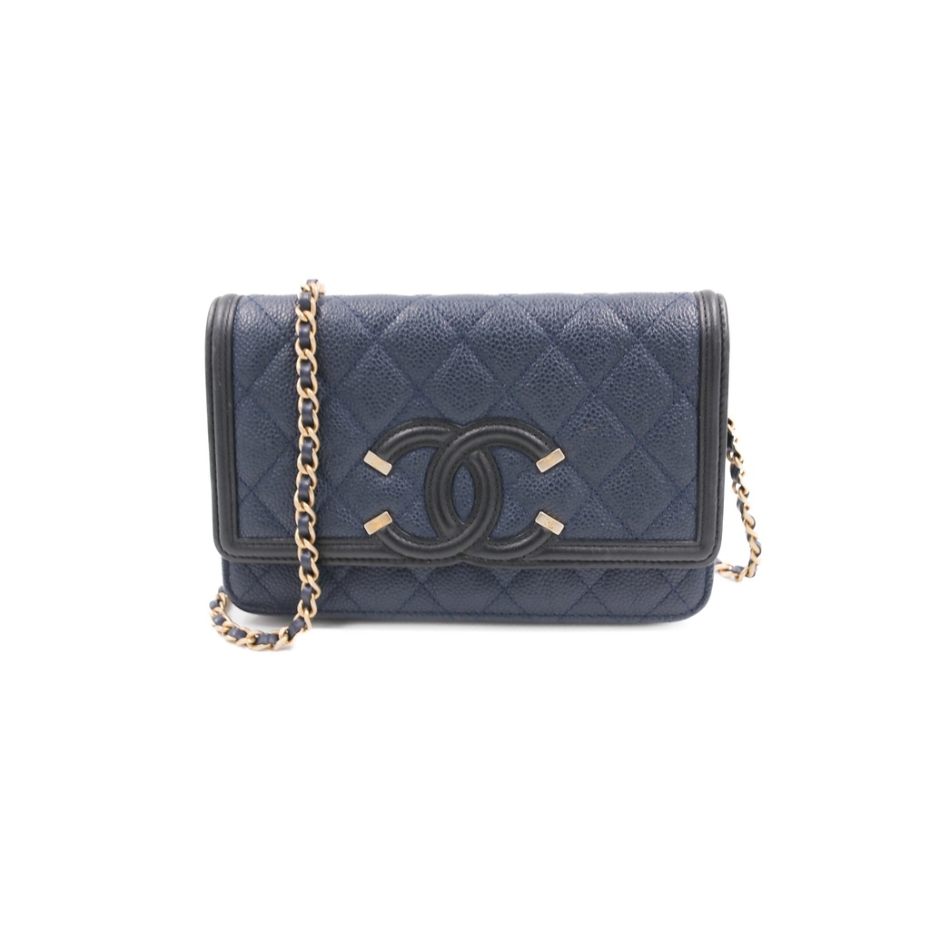 [CHANEL-25181] Chanel Caviar Filigree Flap Wallet on Chain 
