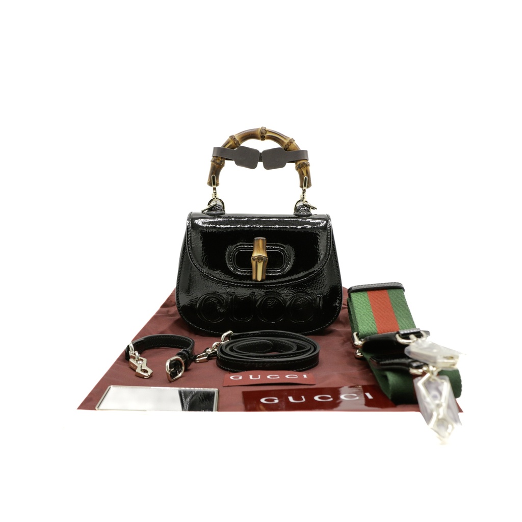 [Gucci-25266] Gucci Bamboo 1947 Mini Top Handle Bag In Black 786482