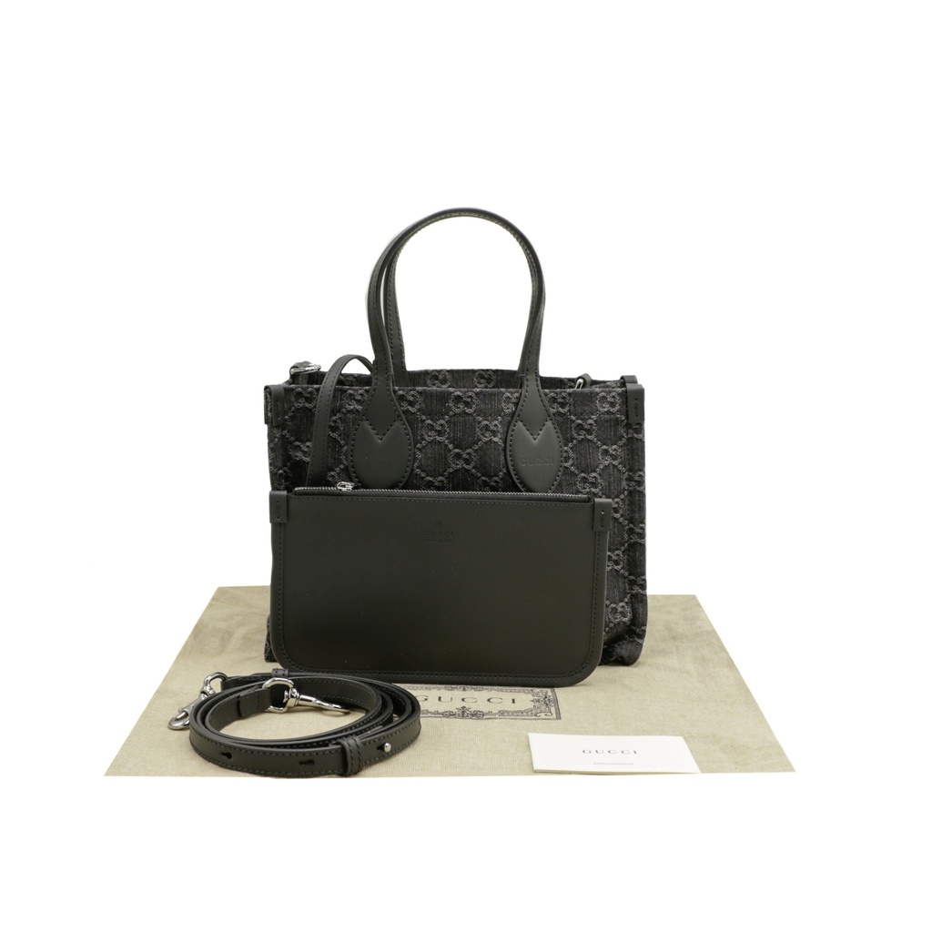 Gucci GG Medium Denim Tote Bag Black 772183