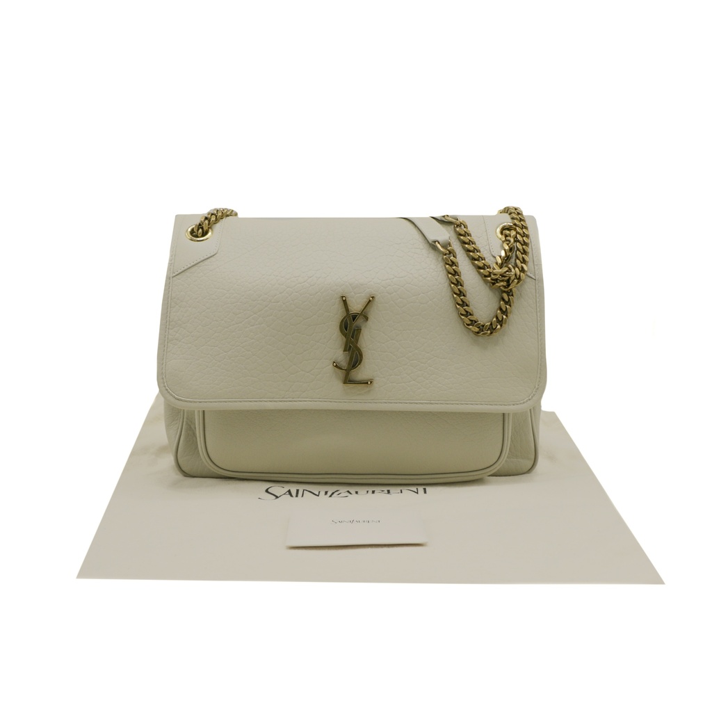 Yves Saint Laurent Large Niki Bag In White Leather