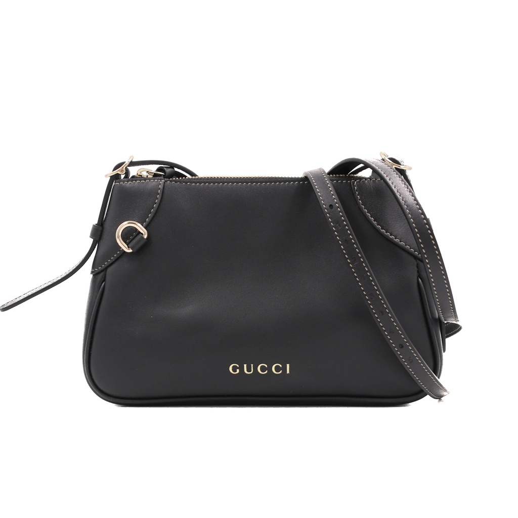 [Gucci-25326] Gucci GG emblem Leather Shoulder bag Black 818157