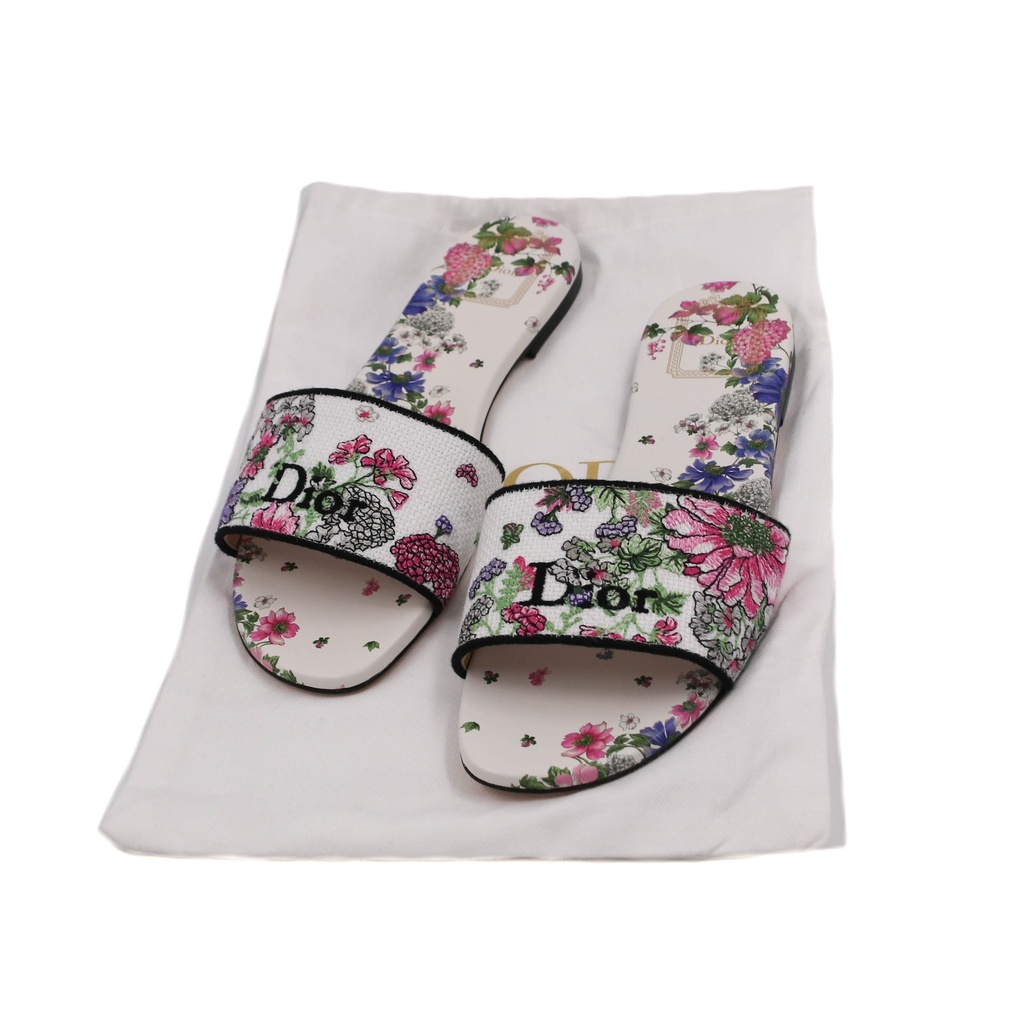 Christian Dior Dway Sandal Embroidered Multicolor Flower Size 39 1/2