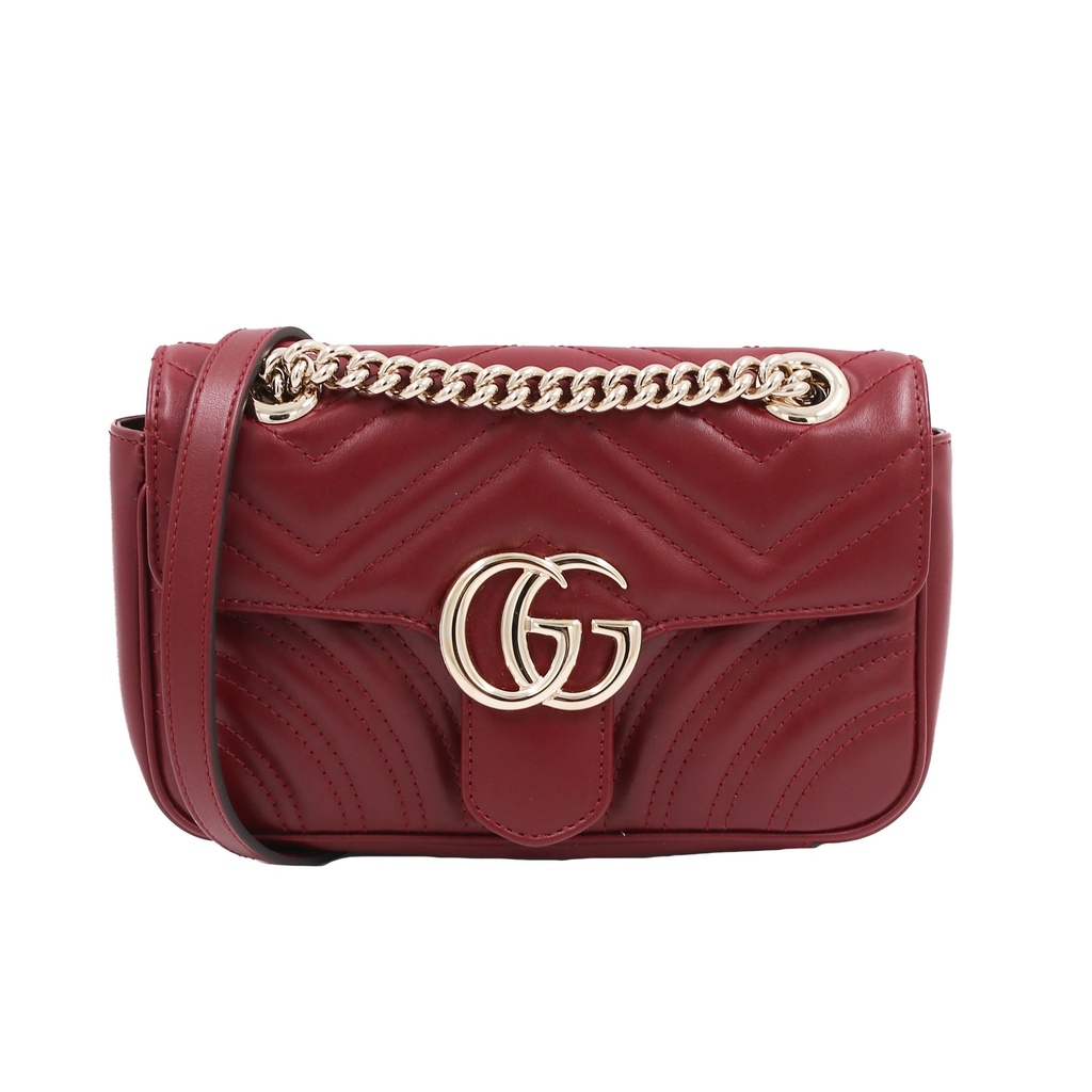 [Gucci-25352] Gucci GG Marmont Chain Shoulder Bag Red 446744