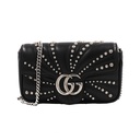 Gucci GG Marmont Chain Shoulder Bag Black with Studs 476433
