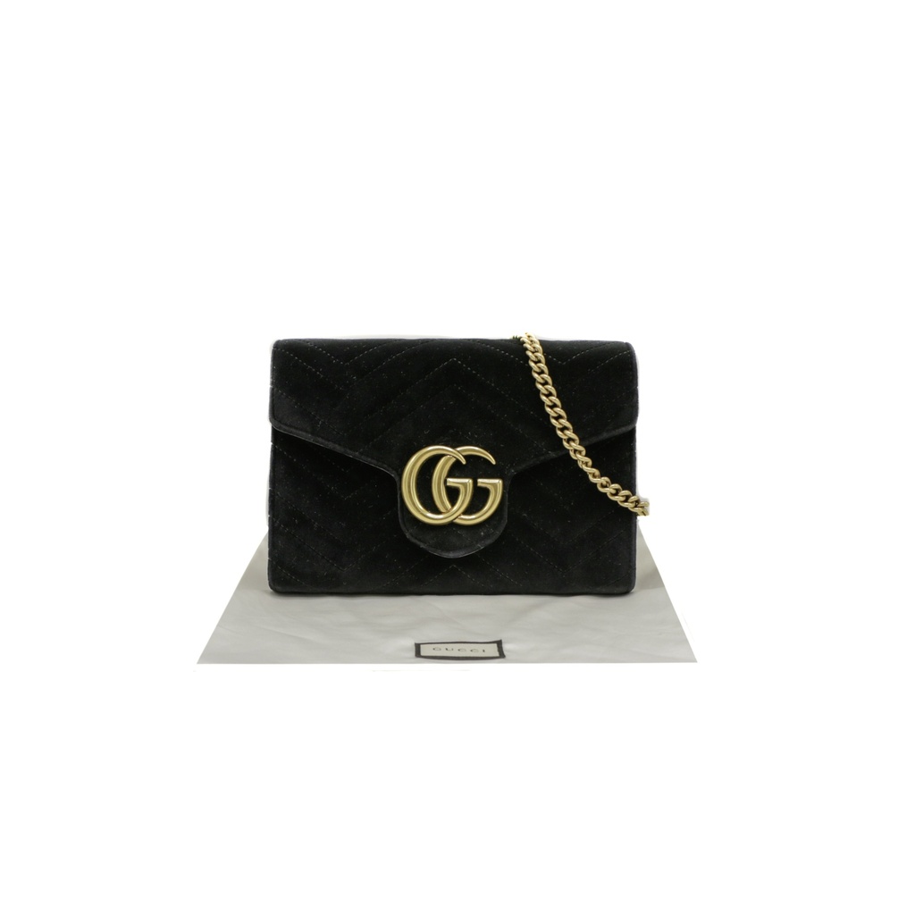 Gucci GG Marmont Matelasse Velvet WOC in Velvet Black