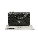Chanel Classic Jumbo Double Flap in Black Lambskin and Silver Hardware