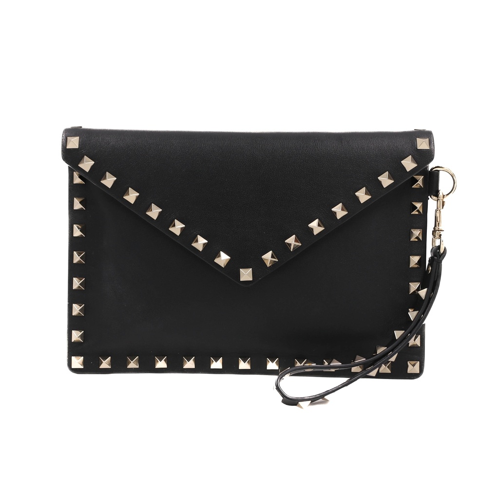 [Valentino-25414] Valentino Rockstud Black Pouch