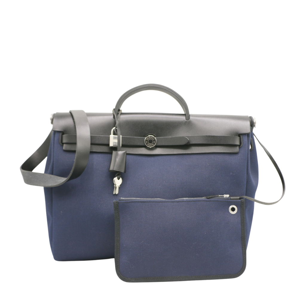 Hermes Herbag 35 Canvas Navy Blue 2024